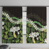 Omaomao Aloha Hawaii Lei Window Curtain Tropical Flowers Elegant Vibe LT14 With Hooks Green - Polynesian Pride
