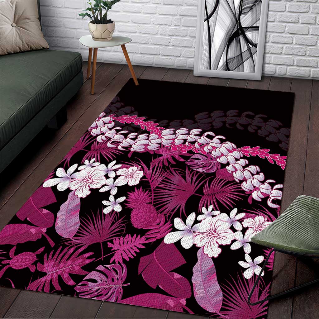 Akala Aloha Hawaii Lei Area Rug Tropical Flowers Elegant Vibe LT14 Pink - Polynesian Pride