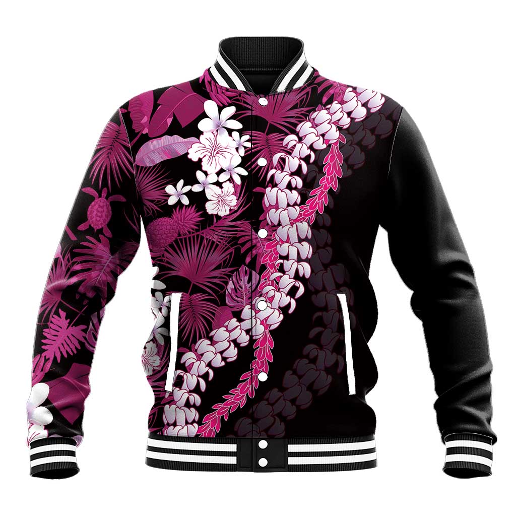 Akala Aloha Hawaii Lei Baseball Jacket Tropical Flowers Elegant Vibe LT14 Unisex Pink - Polynesian Pride