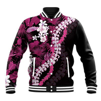 Akala Aloha Hawaii Lei Baseball Jacket Tropical Flowers Elegant Vibe LT14 Unisex Pink - Polynesian Pride