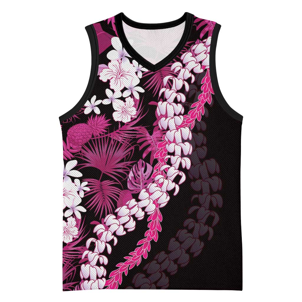 Akala Aloha Hawaii Lei Basketball Jersey Tropical Flowers Elegant Vibe LT14 Unisex Pink - Polynesian Pride