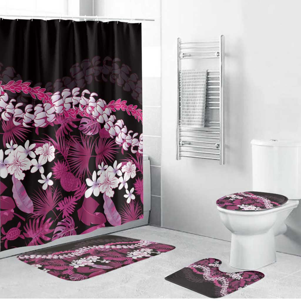 Akala Aloha Hawaii Lei Bathroom Set Tropical Flowers Elegant Vibe LT14 Bathroom Set (4 pcs) Pink - Polynesian Pride