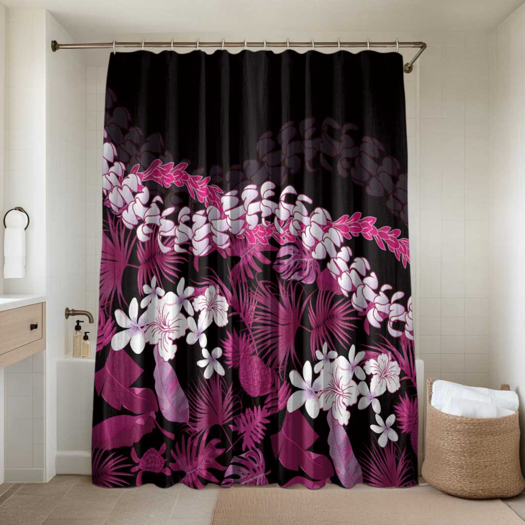 Akala Aloha Hawaii Lei Bathroom Set Tropical Flowers Elegant Vibe LT14 Shower Curtain Only Pink - Polynesian Pride