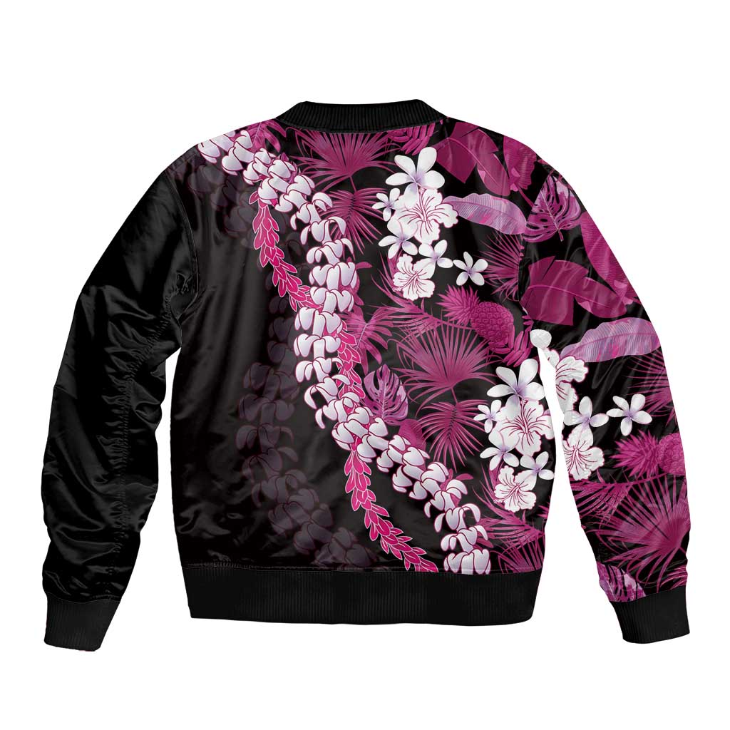 Akala Aloha Hawaii Lei Bomber Jacket Tropical Flowers Elegant Vibe LT14 - Polynesian Pride