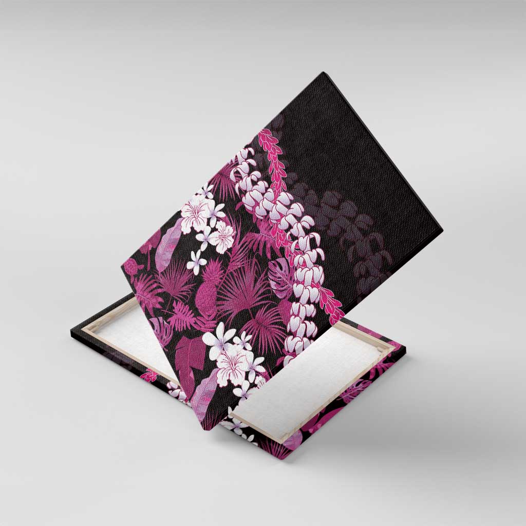 Akala Aloha Hawaii Lei Canvas Wall Art Tropical Flowers Elegant Vibe LT14 With Frame Pink - Polynesian Pride