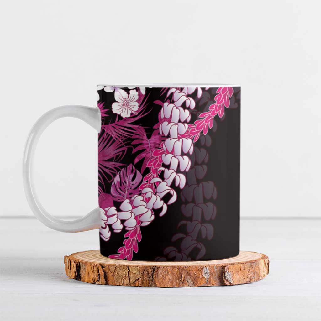 Akala Aloha Hawaii Lei Ceramic Mug Tropical Flowers Elegant Vibe LT14 Pink - Polynesian Pride