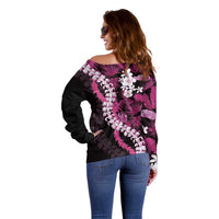 Akala Aloha Hawaii Lei Off Shoulder Sweater Tropical Flowers Elegant Vibe LT14 - Polynesian Pride