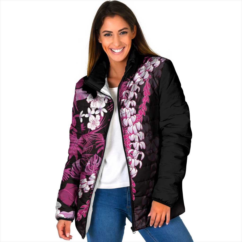 Akala Aloha Hawaii Lei Padded Jacket Tropical Flowers Elegant Vibe LT14 Women Pink - Polynesian Pride