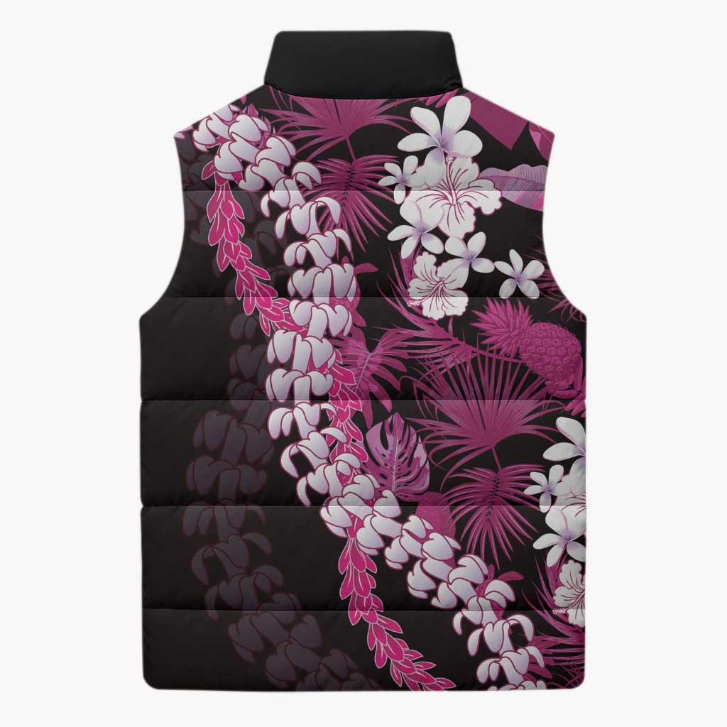 Akala Aloha Hawaii Lei Sleeveless Puffer Jacket Tropical Flowers Elegant Vibe LT14 - Polynesian Pride