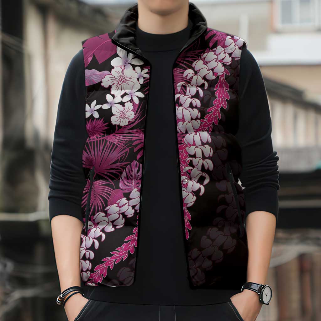 Akala Aloha Hawaii Lei Sleeveless Puffer Jacket Tropical Flowers Elegant Vibe LT14 - Polynesian Pride