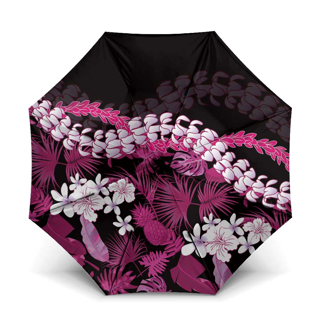 Akala Aloha Hawaii Lei Umbrella Tropical Flowers Elegant Vibe LT14 One Size Folded 11.42 inch Opened Diameter 37.4 inch Pink - Polynesian Pride