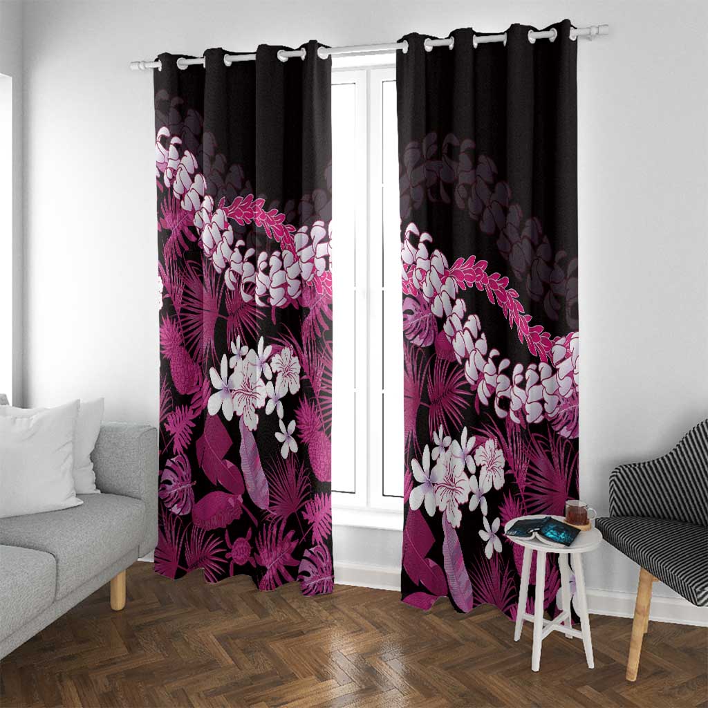 Akala Aloha Hawaii Lei Window Curtain Tropical Flowers Elegant Vibe LT14 With Grommets Pink - Polynesian Pride