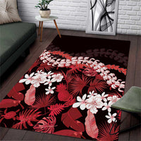 Ulaula Aloha Hawaii Lei Area Rug Tropical Flowers Elegant Vibe LT14 Red - Polynesian Pride
