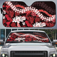 Ulaula Aloha Hawaii Lei Auto Sun Shade Tropical Flowers Elegant Vibe LT14 Red - Polynesian Pride