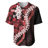 Ulaula Aloha Hawaii Lei Baseball Jersey Tropical Flowers Elegant Vibe LT14 Red - Polynesian Pride