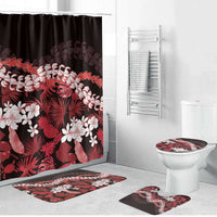 Ulaula Aloha Hawaii Lei Bathroom Set Tropical Flowers Elegant Vibe LT14 Bathroom Set (4 pcs) Red - Polynesian Pride