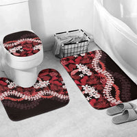 Ulaula Aloha Hawaii Lei Bathroom Set Tropical Flowers Elegant Vibe LT14 Mat Set Only (3 pcs) One Size Red - Polynesian Pride