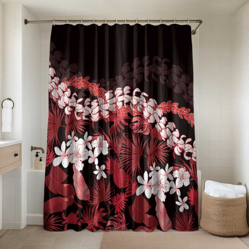 Ulaula Aloha Hawaii Lei Bathroom Set Tropical Flowers Elegant Vibe LT14 Shower Curtain Only Red - Polynesian Pride