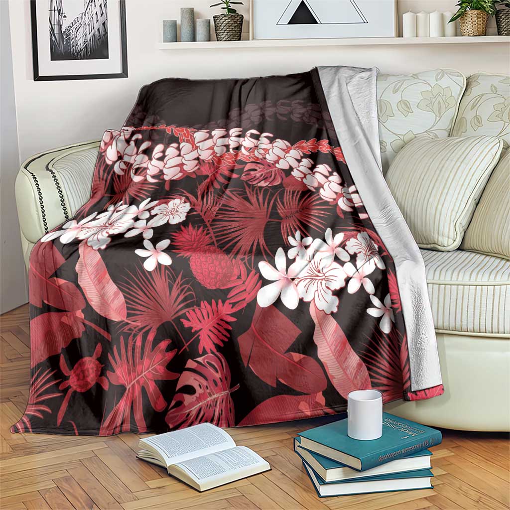 Ulaula Aloha Hawaii Lei Blanket Tropical Flowers Elegant Vibe LT14 Red - Polynesian Pride