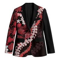 Ulaula Aloha Hawaii Lei Blazer Tropical Flowers Elegant Vibe LT14 Unisex Red - Polynesian Pride