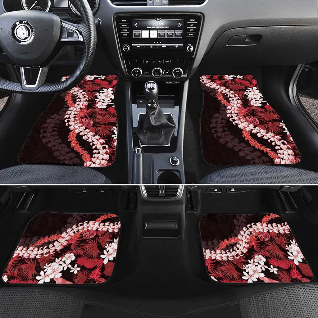 Ulaula Aloha Hawaii Lei Car Mats Tropical Flowers Elegant Vibe LT14 Set 4pcs Red - Polynesian Pride