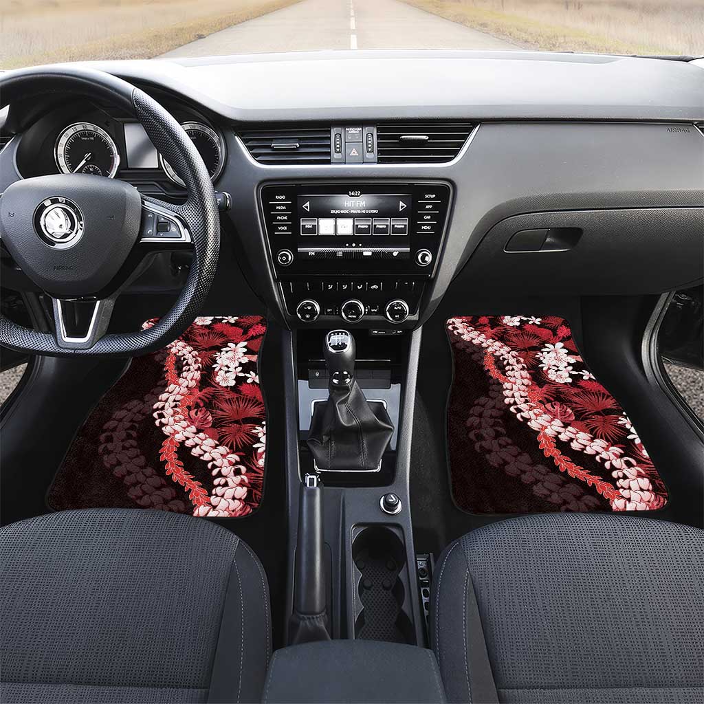 Ulaula Aloha Hawaii Lei Car Mats Tropical Flowers Elegant Vibe LT14 Set 2pcs - Front Red - Polynesian Pride