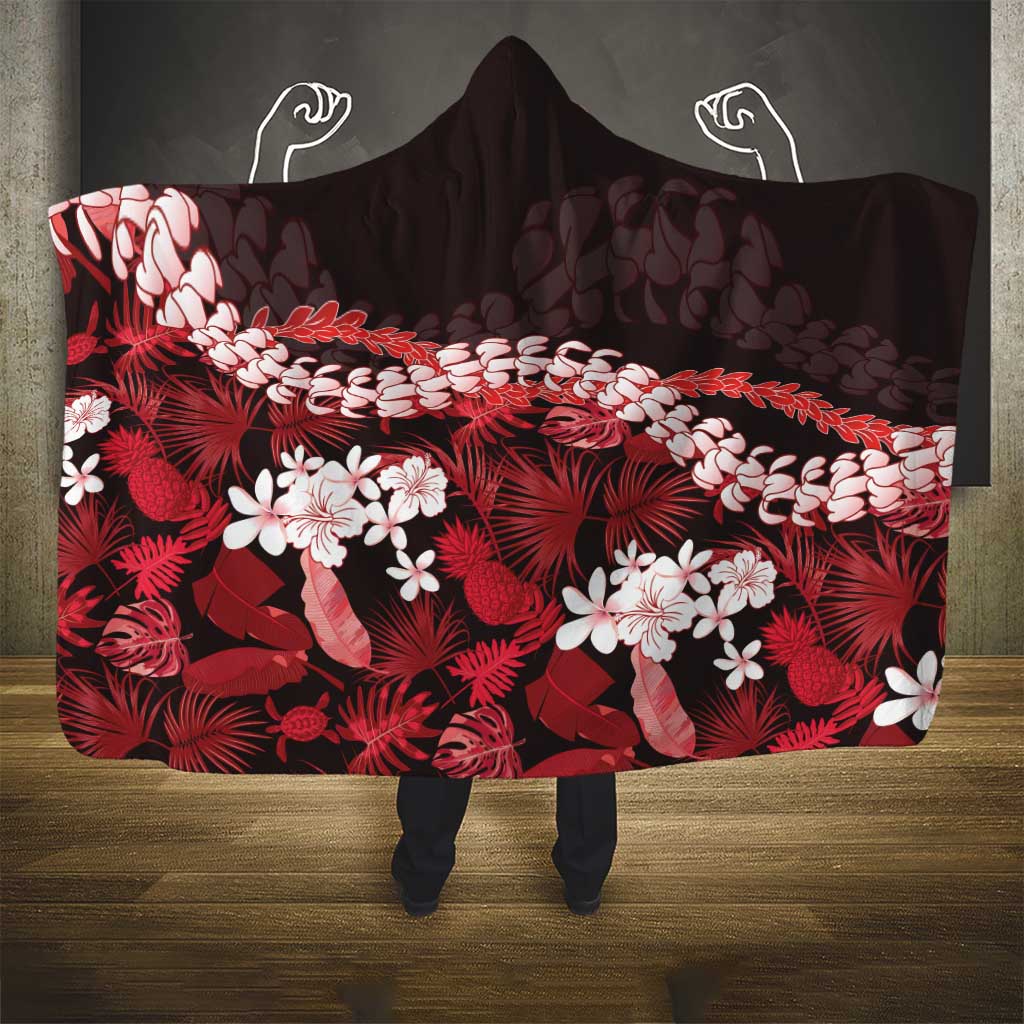 Ulaula Aloha Hawaii Lei Hooded Blanket Tropical Flowers Elegant Vibe LT14 - Polynesian Pride