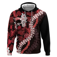 Ulaula Aloha Hawaii Lei Hoodie Tropical Flowers Elegant Vibe LT14 Pullover Hoodie Red - Polynesian Pride