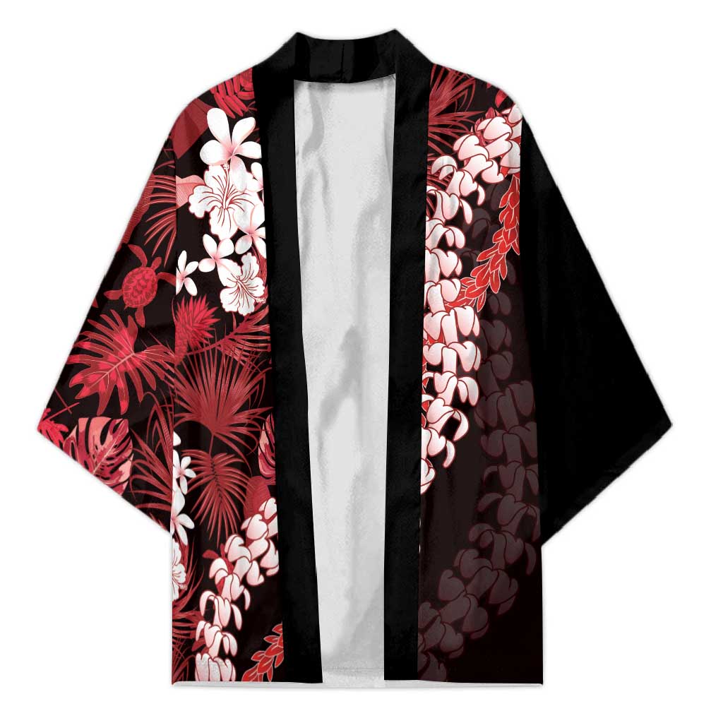 Ulaula Aloha Hawaii Lei Kimono Tropical Flowers Elegant Vibe LT14 Unisex Red - Polynesian Pride