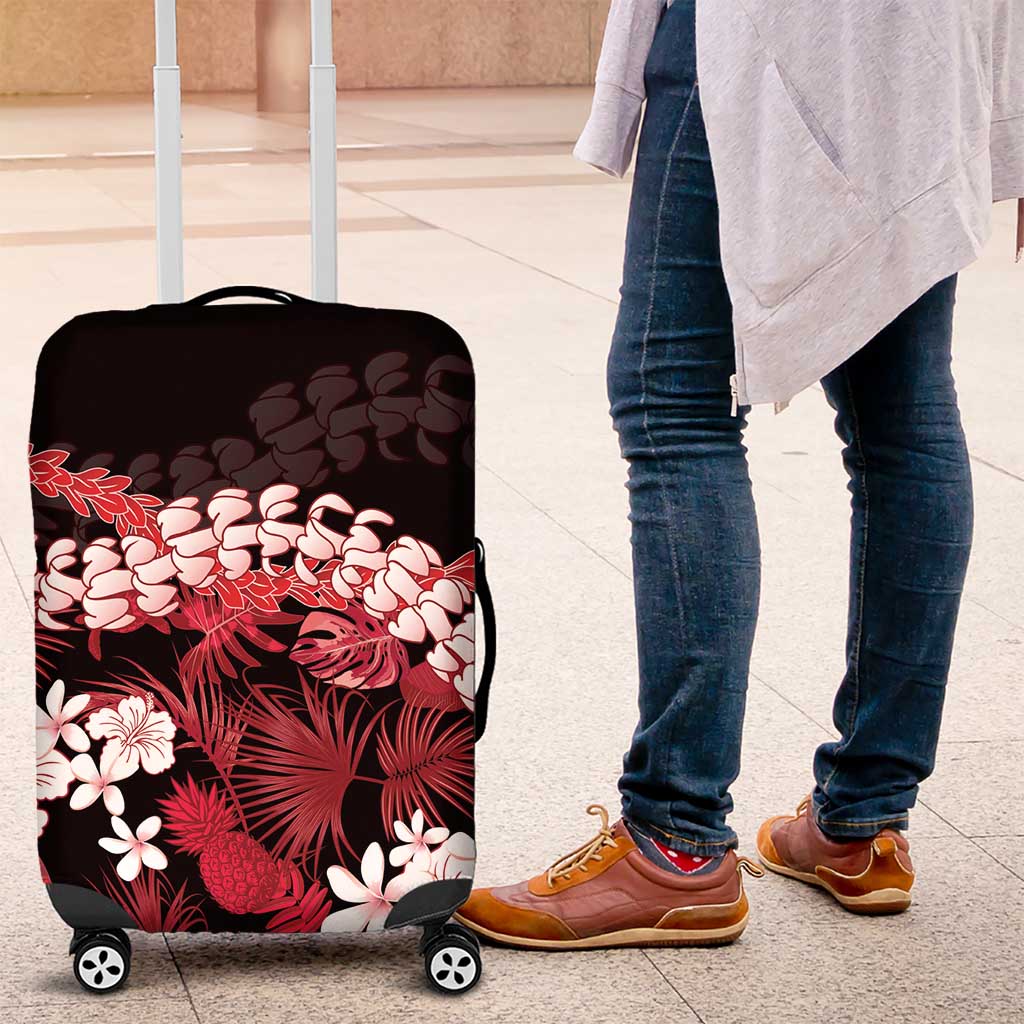Ulaula Aloha Hawaii Lei Luggage Cover Tropical Flowers Elegant Vibe LT14 Red - Polynesian Pride