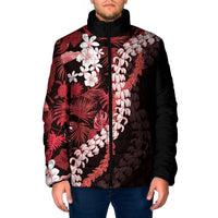 Ulaula Aloha Hawaii Lei Padded Jacket Tropical Flowers Elegant Vibe LT14 Men Red - Polynesian Pride