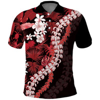 Ulaula Aloha Hawaii Lei Polo Shirt Tropical Flowers Elegant Vibe LT14 Red - Polynesian Pride