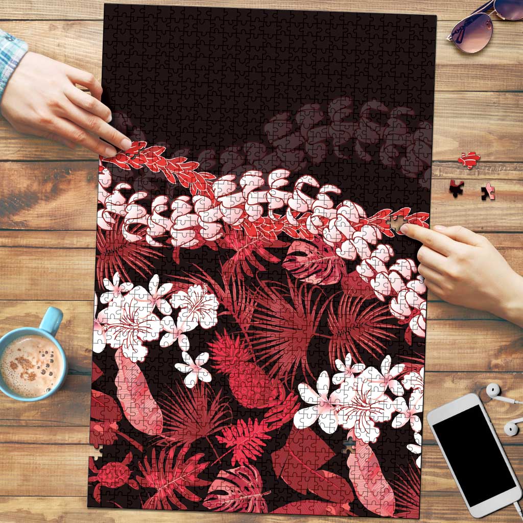 Ulaula Aloha Hawaii Lei Puzzle Tropical Flowers Elegant Vibe LT14 Red - Polynesian Pride