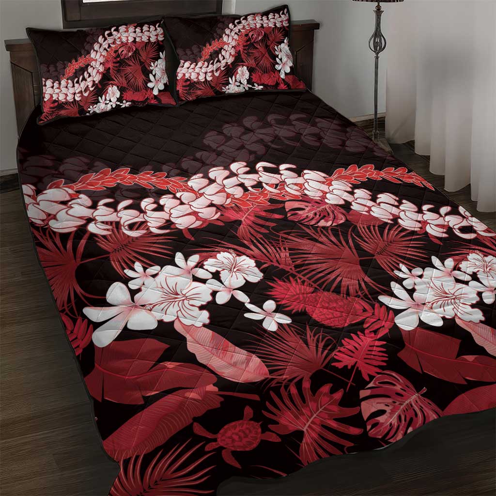Ulaula Aloha Hawaii Lei Quilt Bed Set Tropical Flowers Elegant Vibe LT14 Red - Polynesian Pride