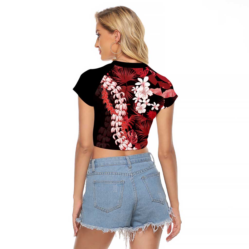 Ulaula Aloha Hawaii Lei Raglan Cropped T Shirt Tropical Flowers Elegant Vibe LT14 - Polynesian Pride