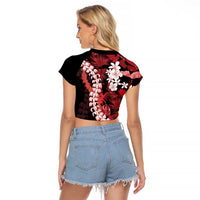 Ulaula Aloha Hawaii Lei Raglan Cropped T Shirt Tropical Flowers Elegant Vibe LT14 - Polynesian Pride
