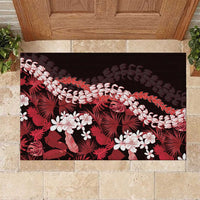 Ulaula Aloha Hawaii Lei Rubber Doormat Tropical Flowers Elegant Vibe LT14 Red - Polynesian Pride