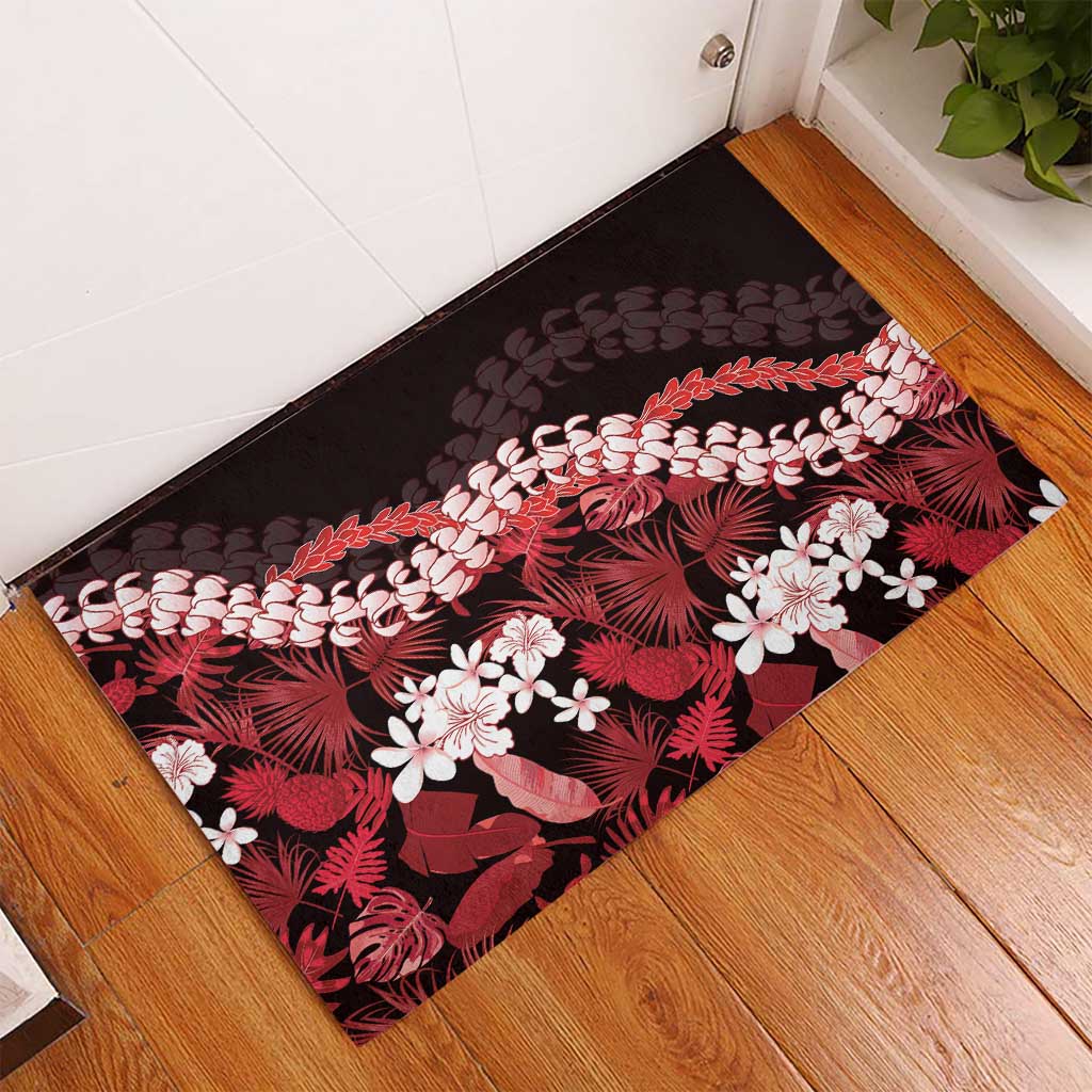 Ulaula Aloha Hawaii Lei Rubber Doormat Tropical Flowers Elegant Vibe LT14 - Polynesian Pride