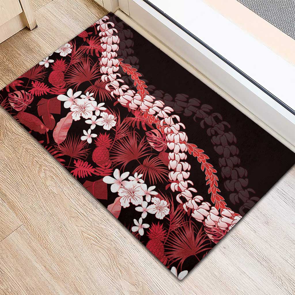 Ulaula Aloha Hawaii Lei Rubber Doormat Tropical Flowers Elegant Vibe LT14 - Polynesian Pride