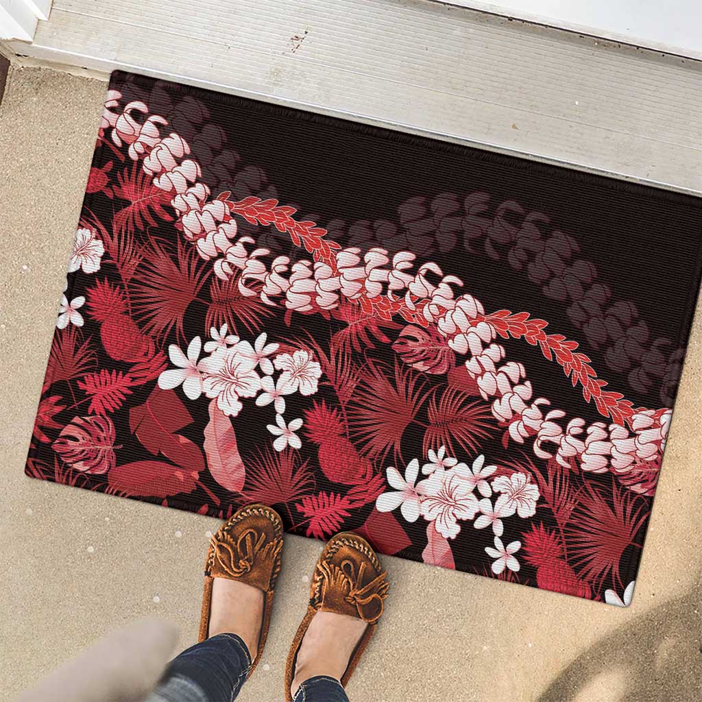 Ulaula Aloha Hawaii Lei Rubber Doormat Tropical Flowers Elegant Vibe LT14 - Polynesian Pride