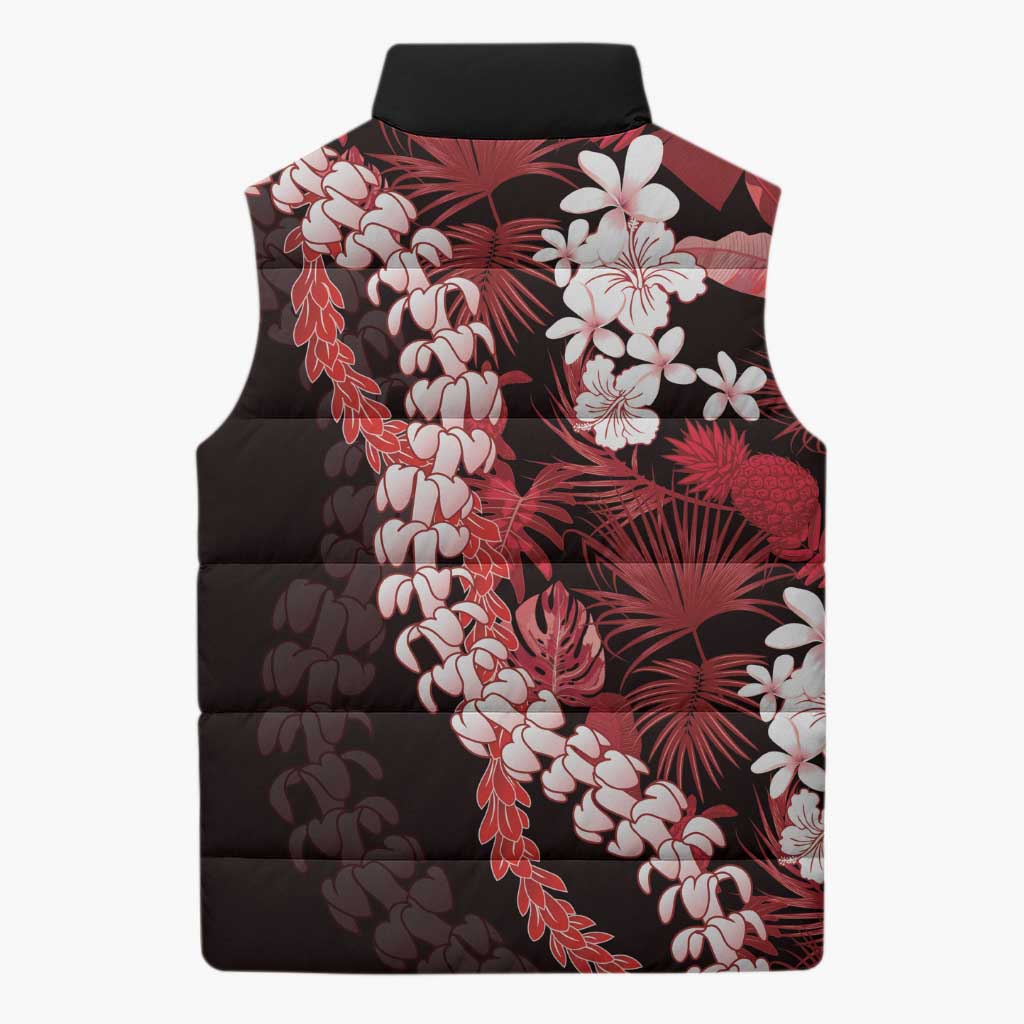 Ulaula Aloha Hawaii Lei Sleeveless Puffer Jacket Tropical Flowers Elegant Vibe LT14 - Polynesian Pride