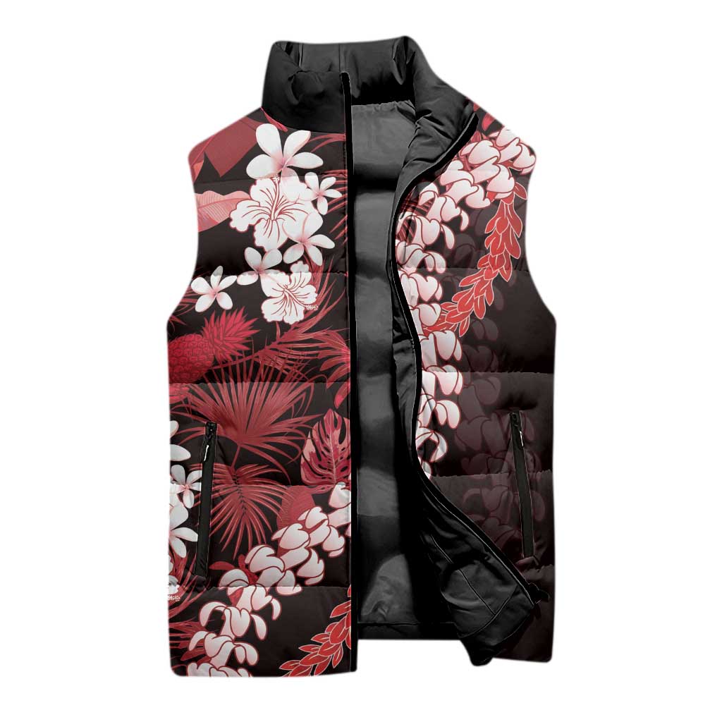Ulaula Aloha Hawaii Lei Sleeveless Puffer Jacket Tropical Flowers Elegant Vibe LT14 - Polynesian Pride