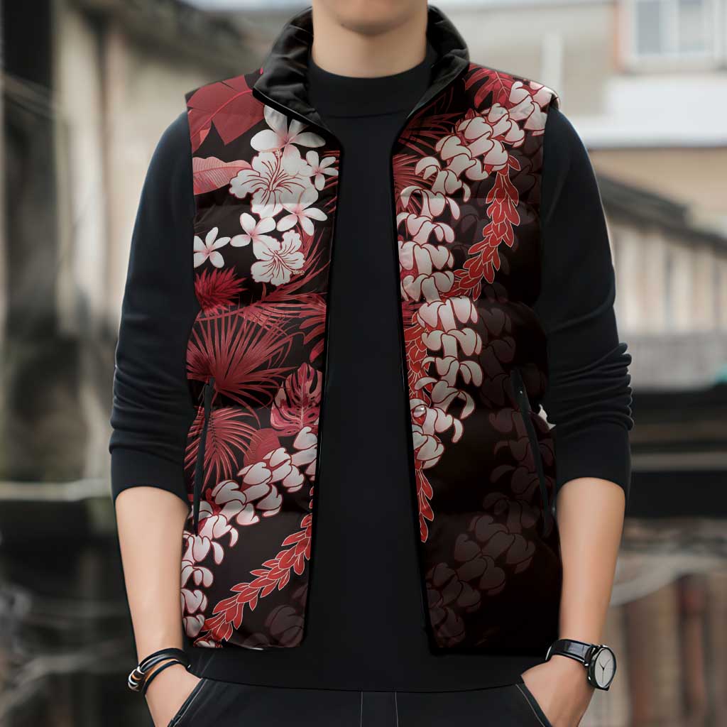 Ulaula Aloha Hawaii Lei Sleeveless Puffer Jacket Tropical Flowers Elegant Vibe LT14 - Polynesian Pride