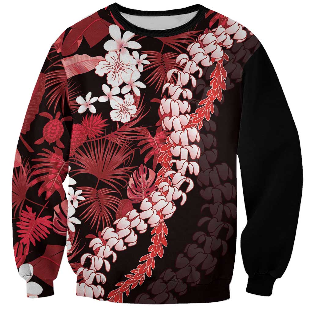Ulaula Aloha Hawaii Lei Sweatshirt Tropical Flowers Elegant Vibe LT14 Unisex Red - Polynesian Pride