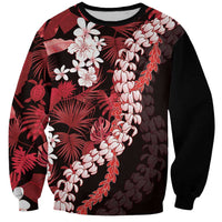 Ulaula Aloha Hawaii Lei Sweatshirt Tropical Flowers Elegant Vibe LT14 Unisex Red - Polynesian Pride