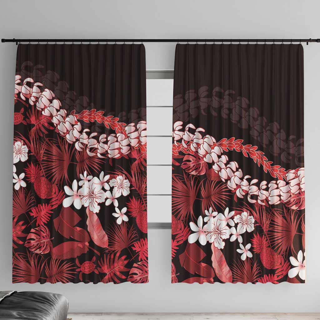 Ulaula Aloha Hawaii Lei Window Curtain Tropical Flowers Elegant Vibe LT14 With Hooks Red - Polynesian Pride