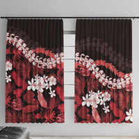 Ulaula Aloha Hawaii Lei Window Curtain Tropical Flowers Elegant Vibe LT14 With Hooks Red - Polynesian Pride