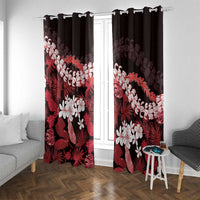 Ulaula Aloha Hawaii Lei Window Curtain Tropical Flowers Elegant Vibe LT14 With Grommets Red - Polynesian Pride