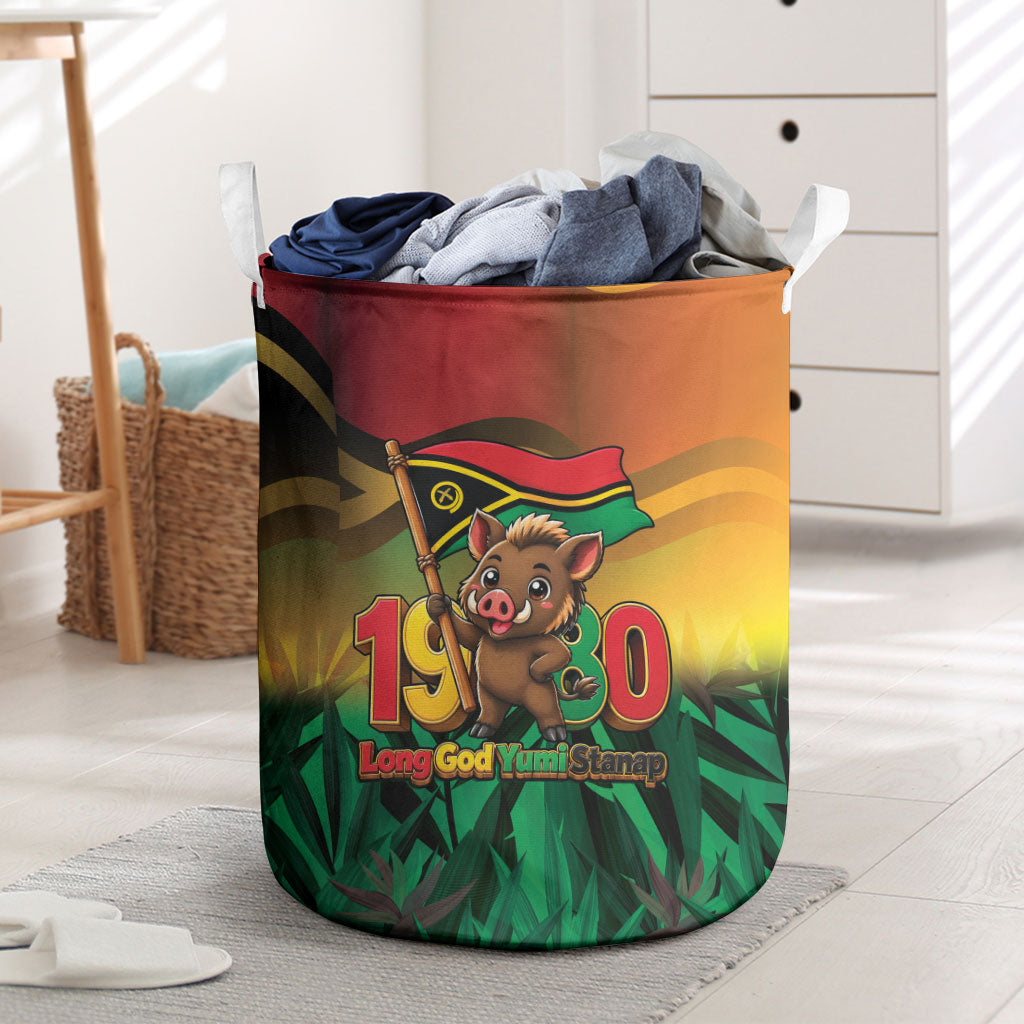 Vanuatu Independence Day Laundry Basket Chibi Boar Proud To Be A Ni-Van LT14 Multicolor - Polynesian Pride
