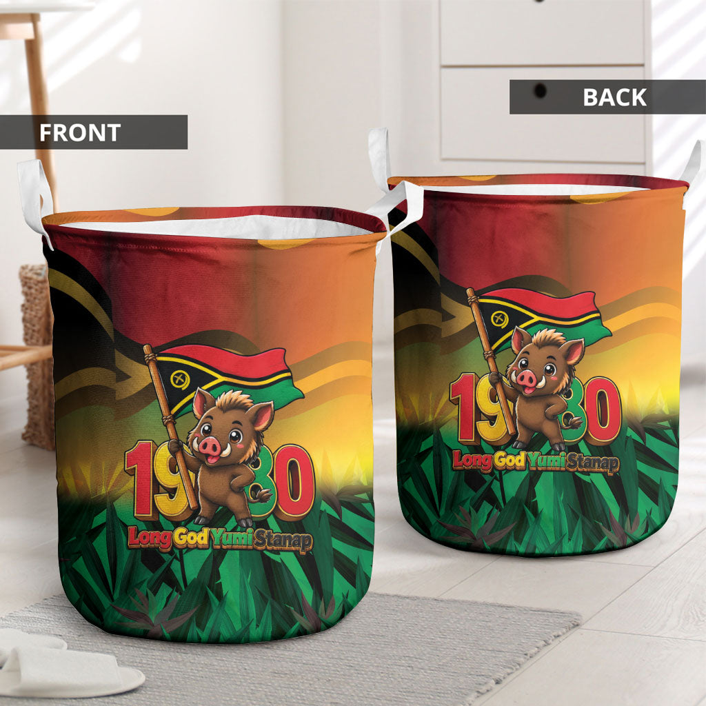 Vanuatu Independence Day Laundry Basket Chibi Boar Proud To Be A Ni-Van LT14 - Polynesian Pride